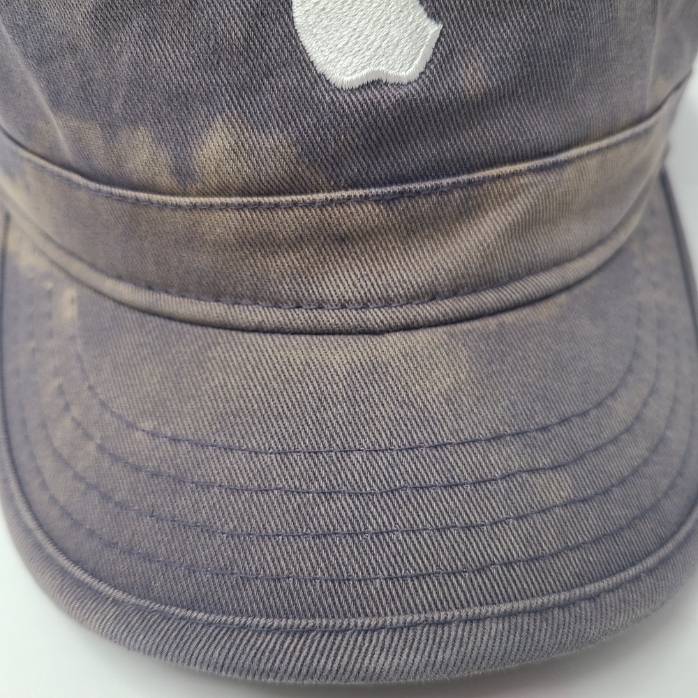 Apple Hat Adjustable Blue Distressed Cadet Military Army Cap Tech Logo Promo Men - Picture 4 of 14